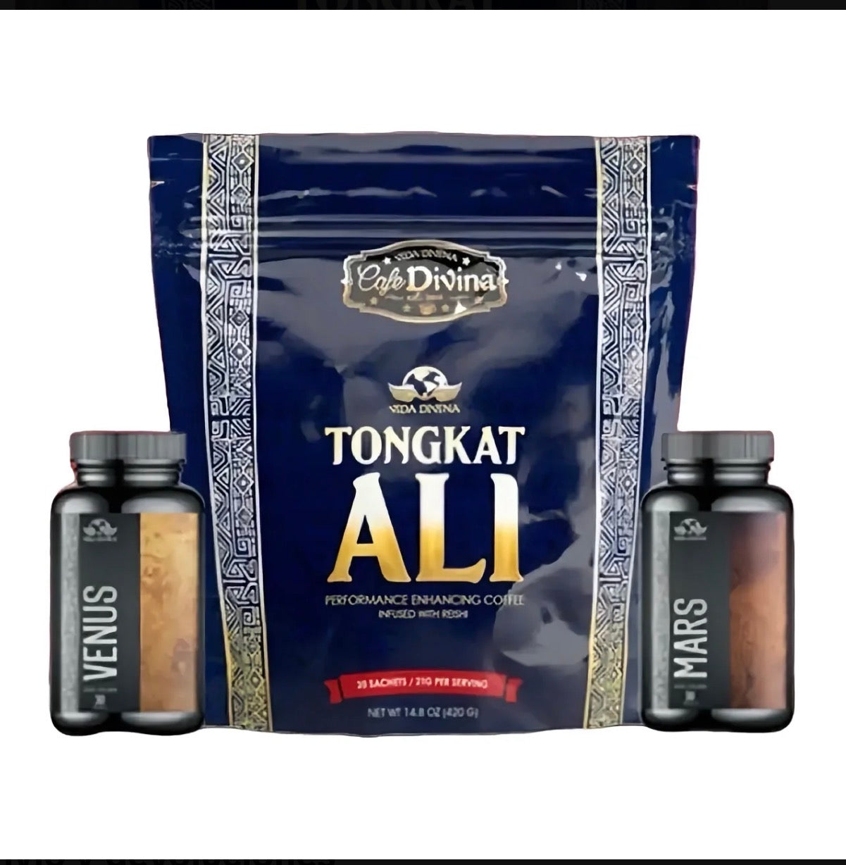 Vida Divina Tongkat Ali Coffee con Reishi + Venus y Mars | Paquete Premium | Café Funcional