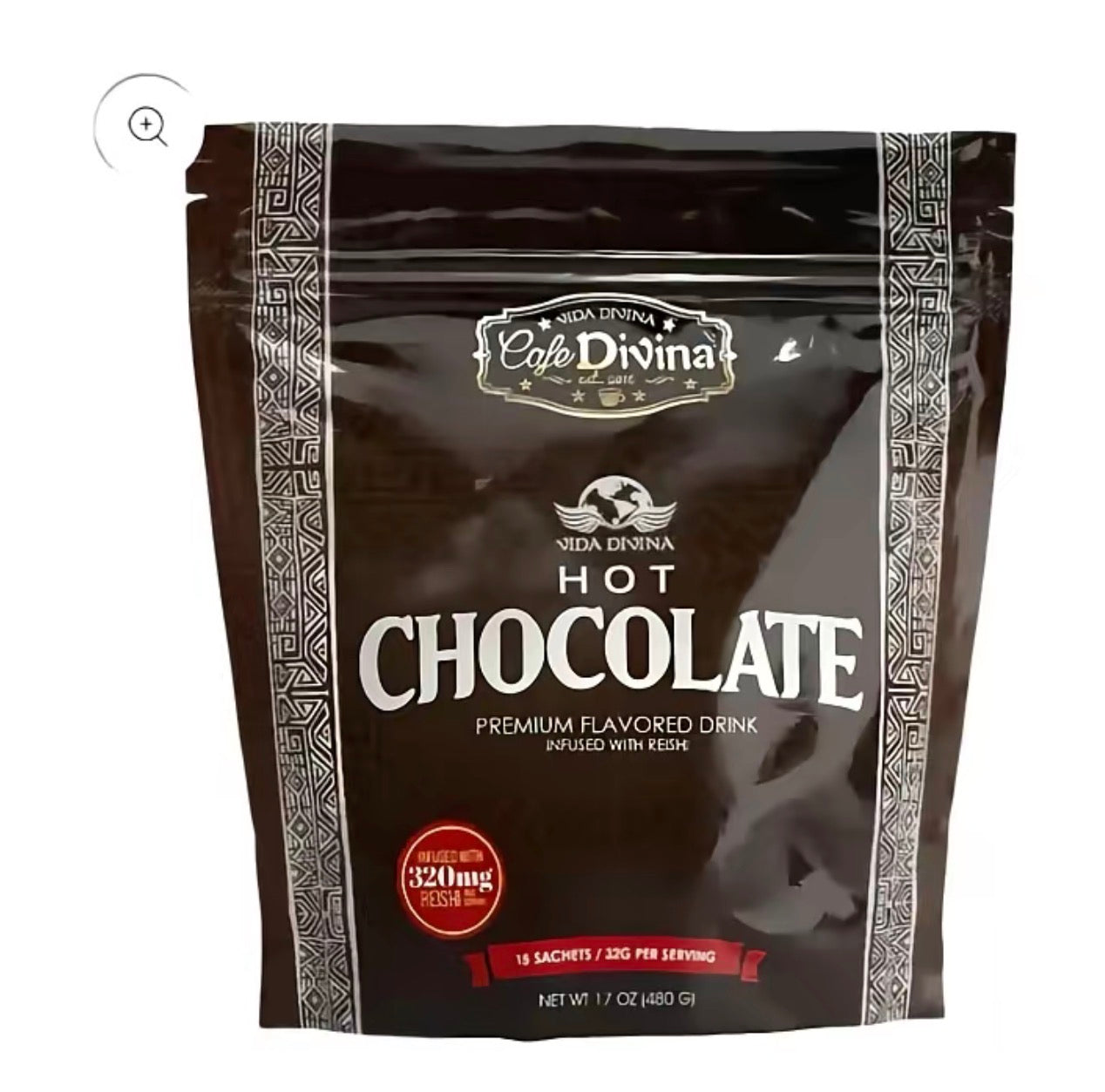 Vida Divina Hot Chocolate con Reishi – Chocolate Caliente Premium | 15 Sobres